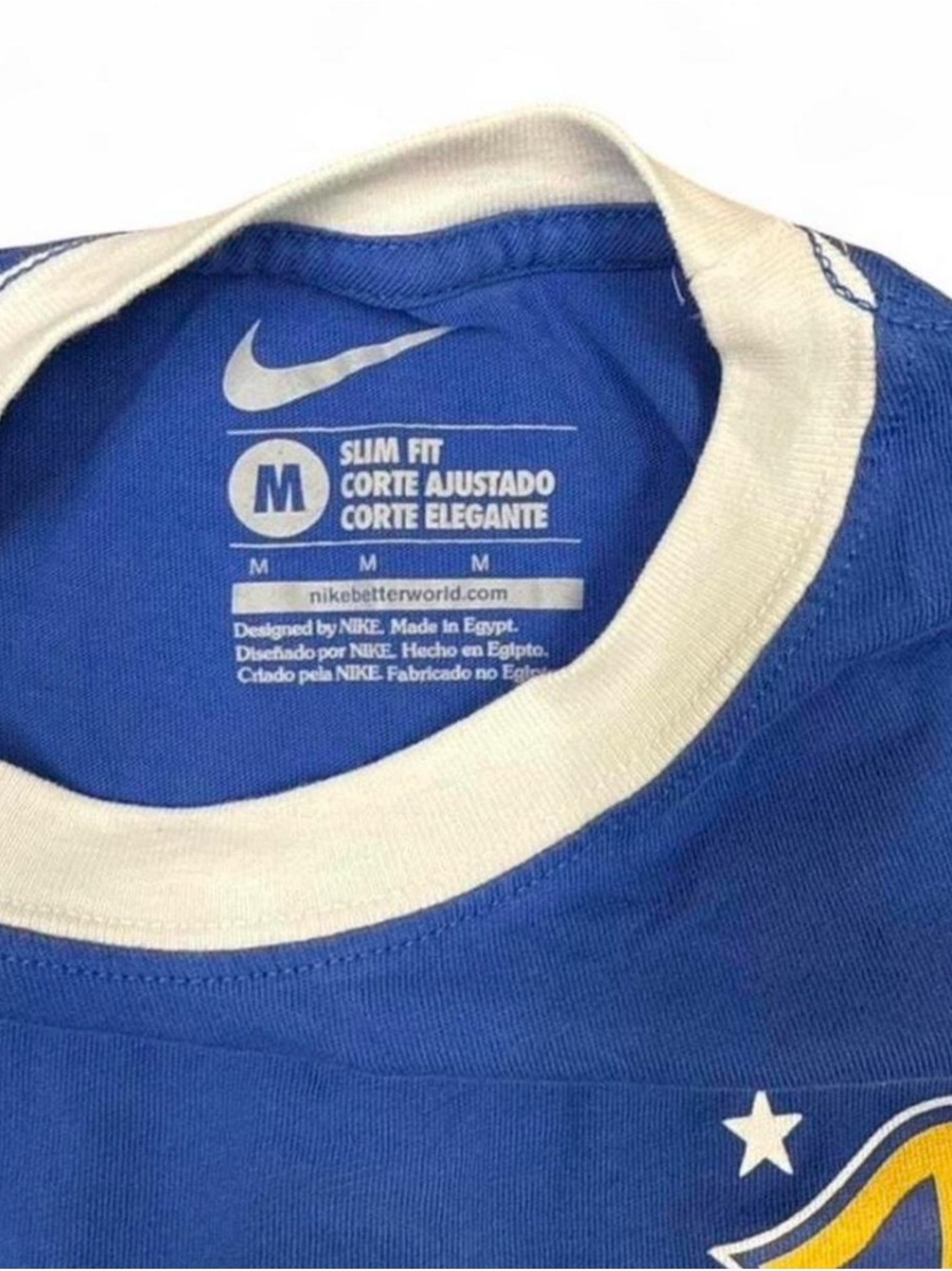 Nike Brazil Soccer Jersey Blue CBF Crest Slim Fit Sz M - Picture 3 of 4